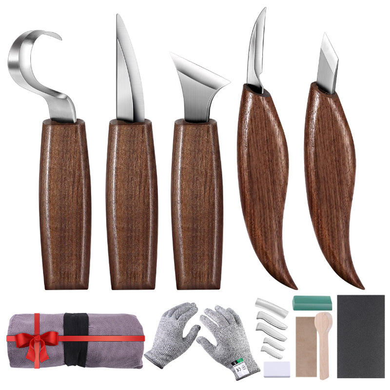 Walnut Handle Wood Carving Tool Set | Professional Woodworking Kit