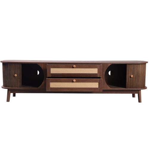 Rattan TV Stand with Storage | Mid-Century Modern Media Console