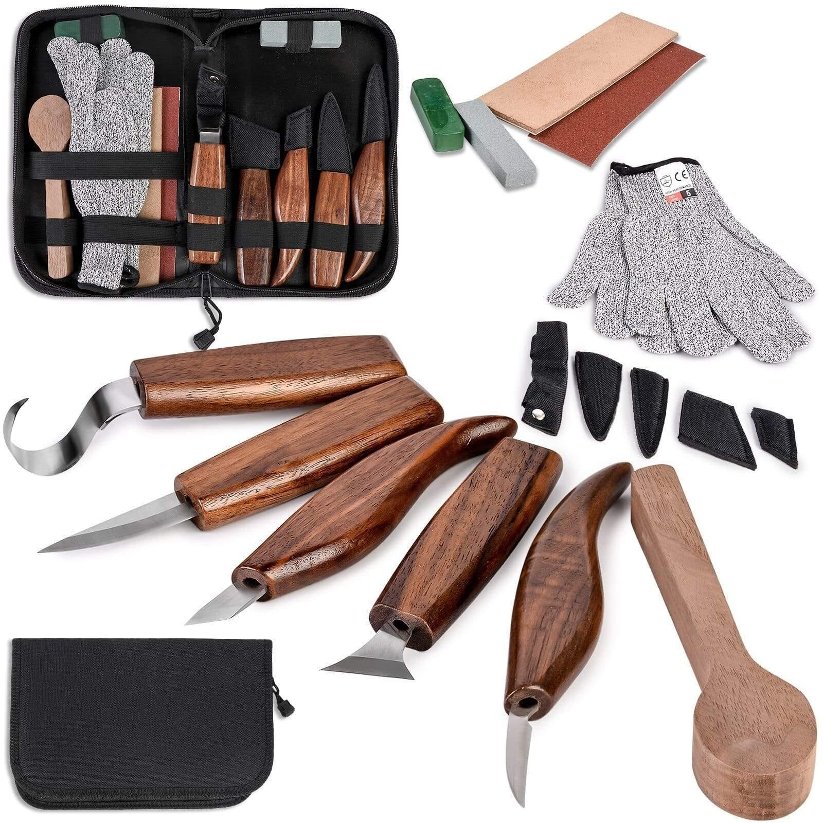 Walnut Handle Wood Carving Tool Set | Professional Woodworking Kit