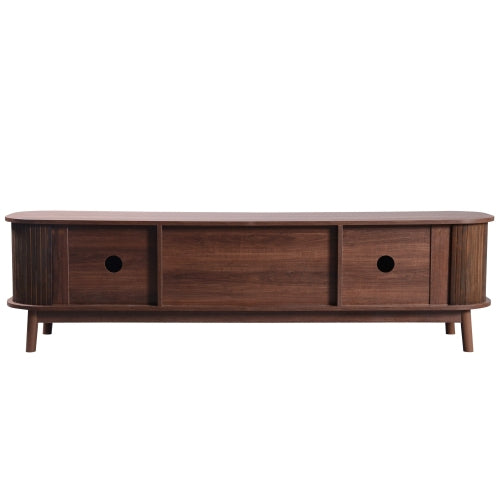 Rattan TV Stand with Storage | Mid-Century Modern Media Console