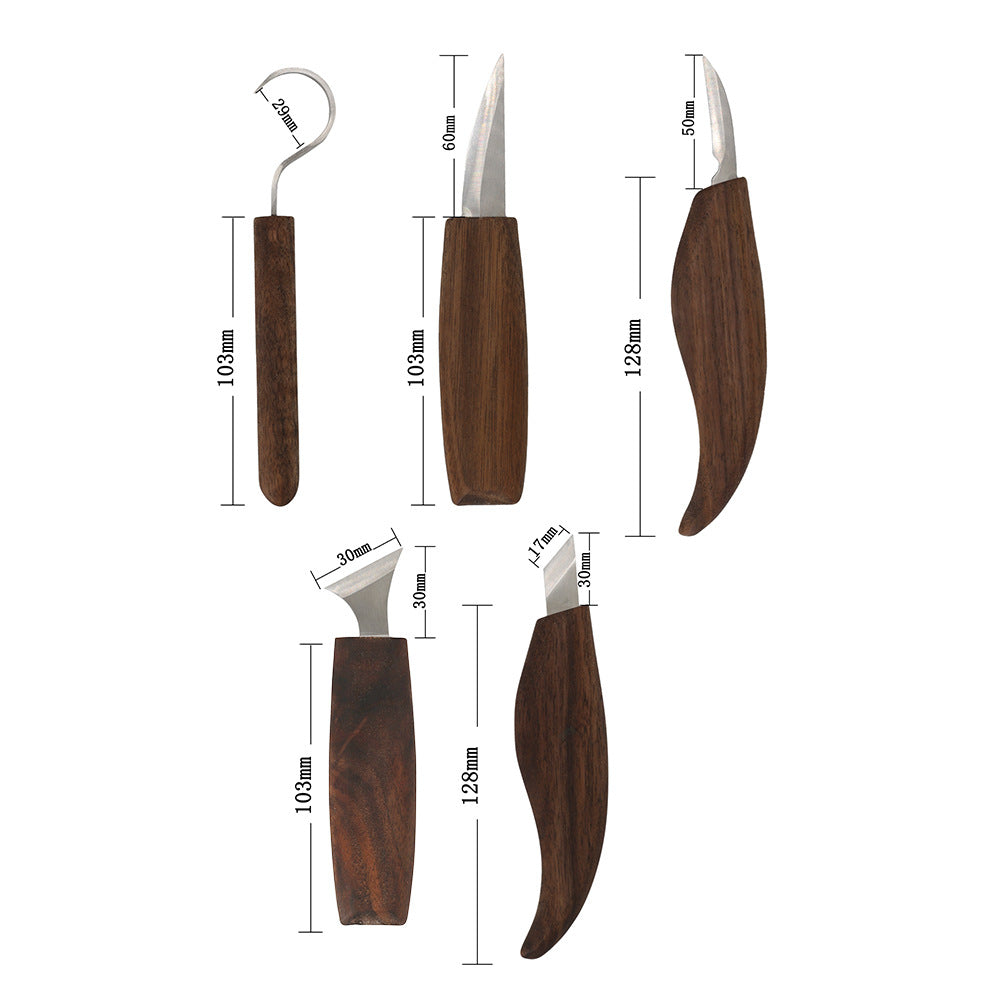 Walnut Handle Wood Carving Tool Set | Professional Woodworking Kit