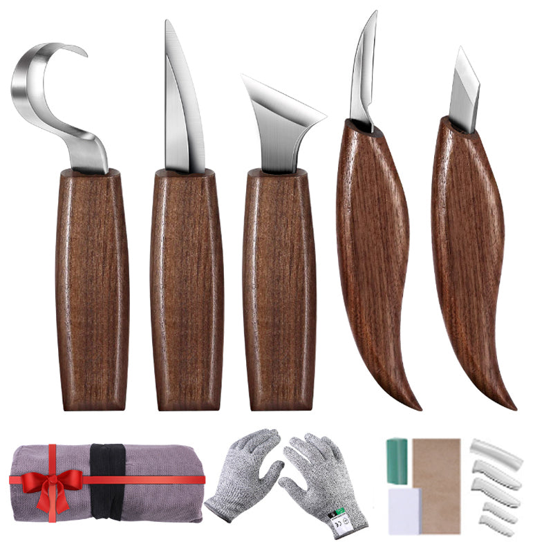 Walnut Handle Wood Carving Tool Set | Professional Woodworking Kit