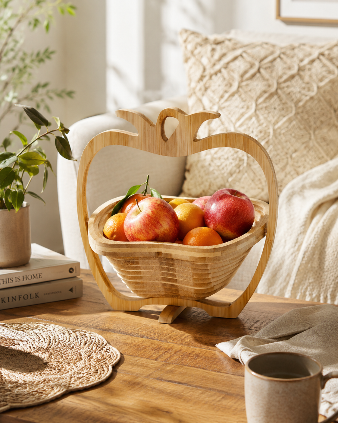 Collapsible Apple Fruit Basket – Bamboo Rustic Kitchen Decor
