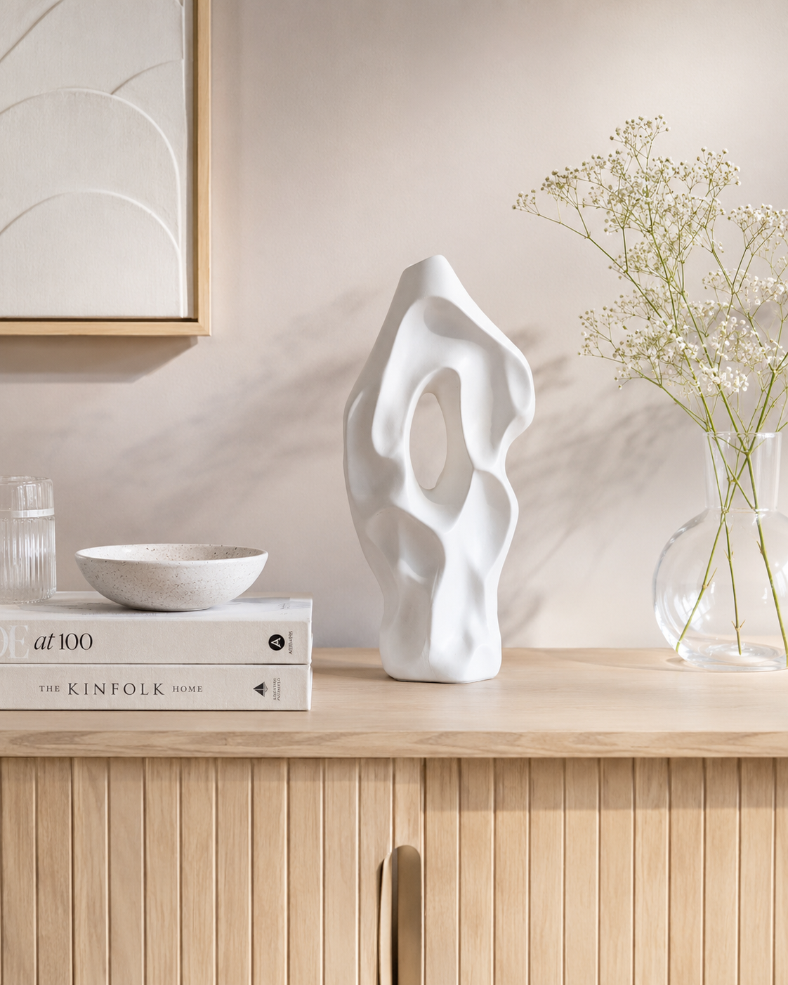 Abstract Cutout Sculptural Vase, Plastic, Modern Minimalist Style