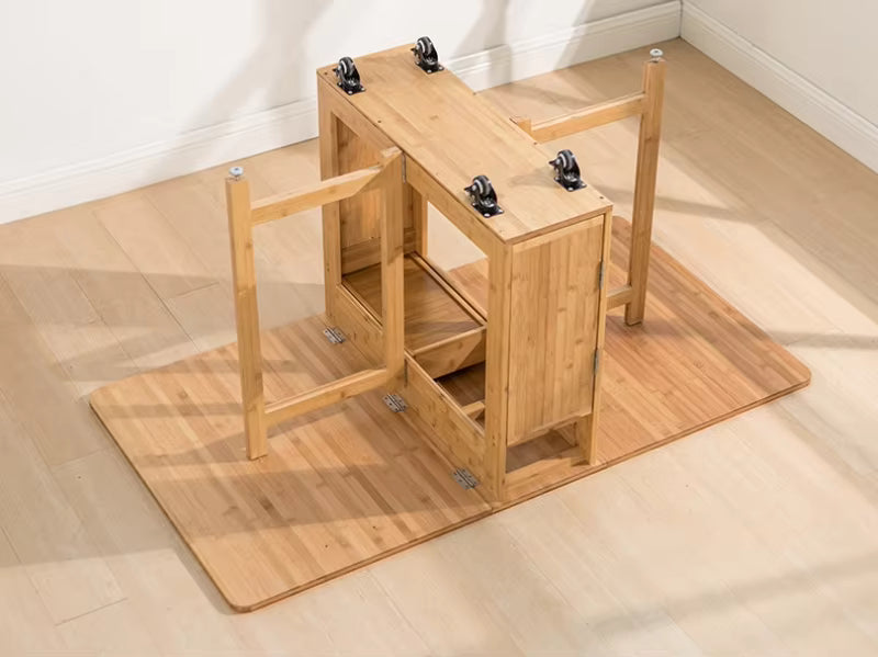 Space-Saving Foldable Dining Table Set, Mobile Extendable Table with Chairs, Modern Minimalist Style