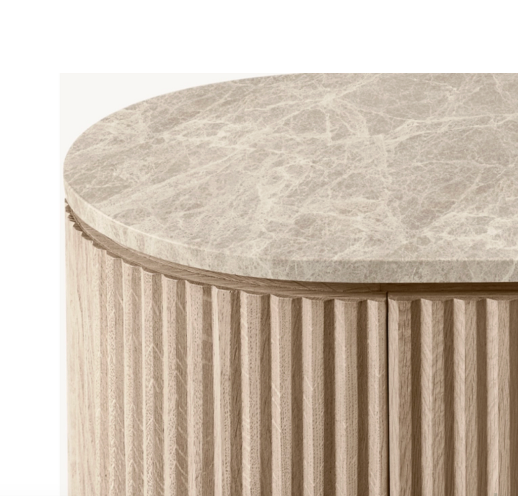 Emperador Marble 4-Door Sideboard, Solid Wood Storage Cabinet, Modern Luxury Style