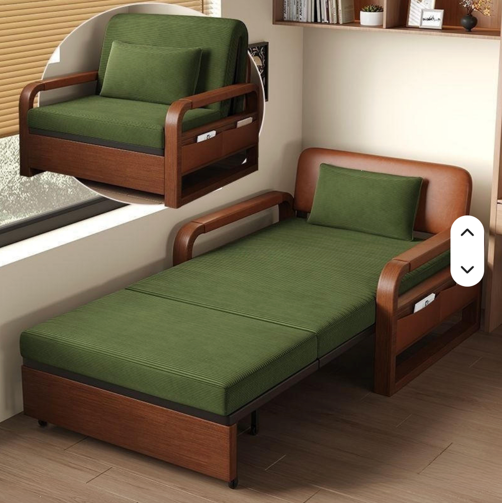 2-in-1 Convertible Sofa Bed, Foldable Sleeper Chair with Armrests, Modern Space-Saving Style