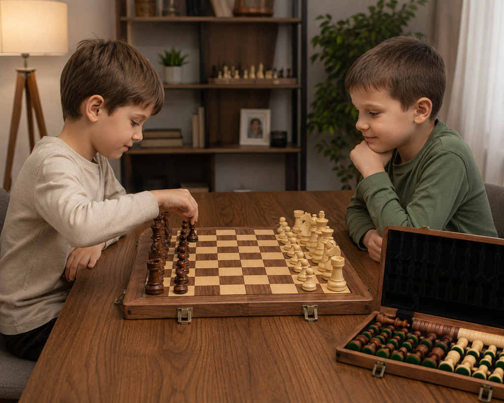 Premium Wooden Chess & Checkers Set with Folding Storage Case
